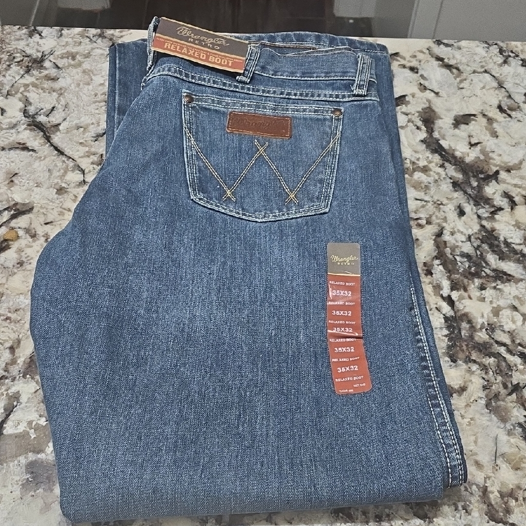 Wrangler Retro Mens Relaxed Fit Bootcut Jeans Brand New 35x32